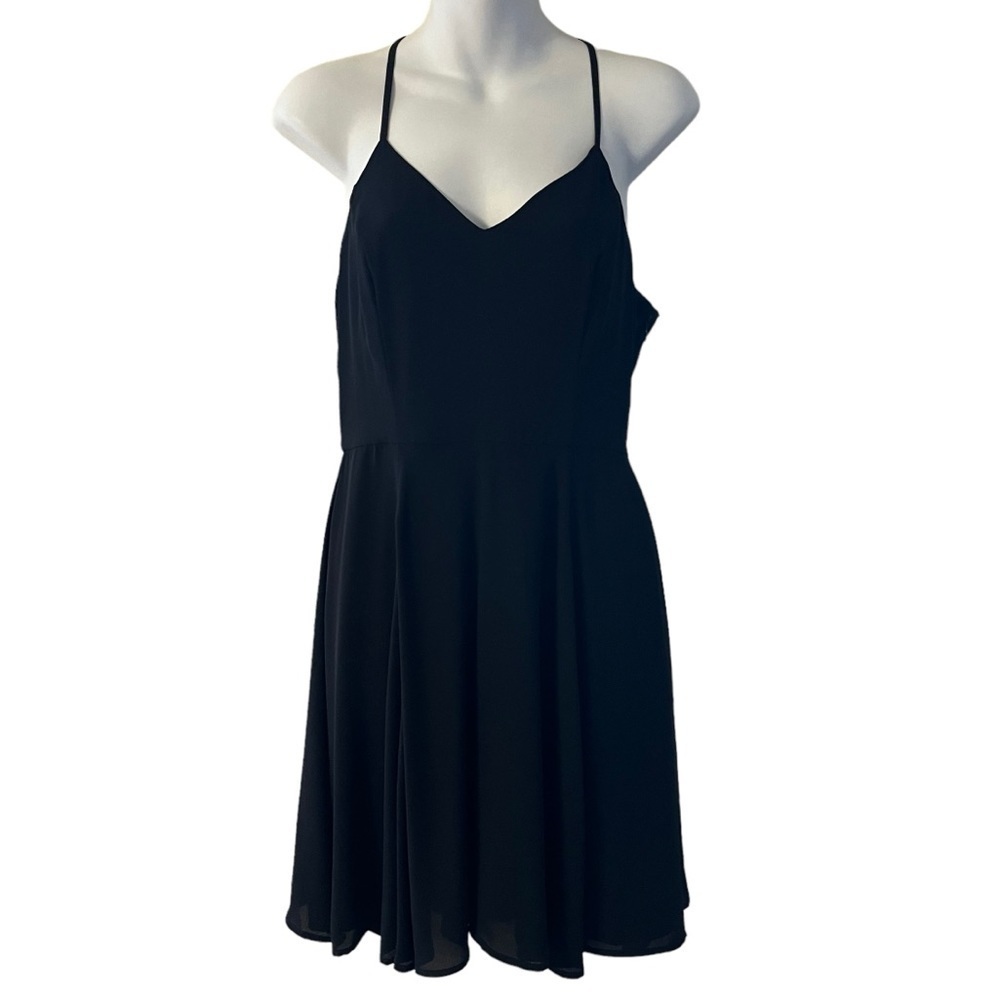 Express Fit and Flare Racerback sleeveless chiffon overlay black dress size S